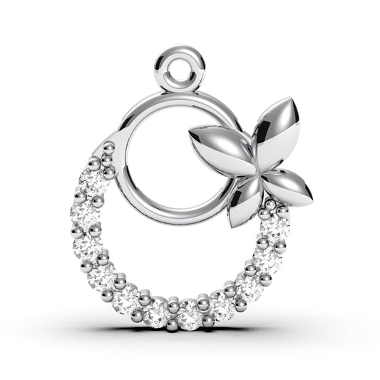 Sterling Silver Circle Flower Pendant Necklace: CZ Charm, Handmade Jewelry Gift