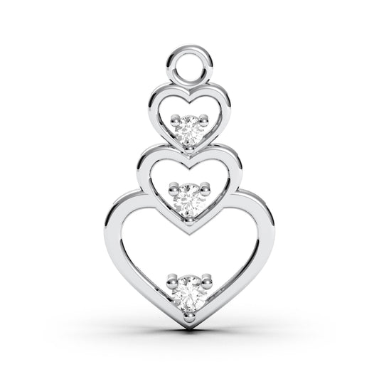 Sterling Silver Three Heart Necklace: CZ Family Love Pendant