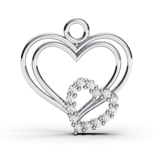 Sterling Silver Double Heart Necklace: CZ Pave Pendant, Romantic Gift