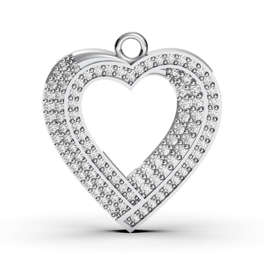Pave CZ Double Heart Necklace: Sterling Silver Romantic Pendant