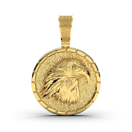 Eagle Head Pendant in 925 Sterling Silver Gold Plated, Statement Necklace with Patriotic Charm, Iced Out Unisex Gift for Him