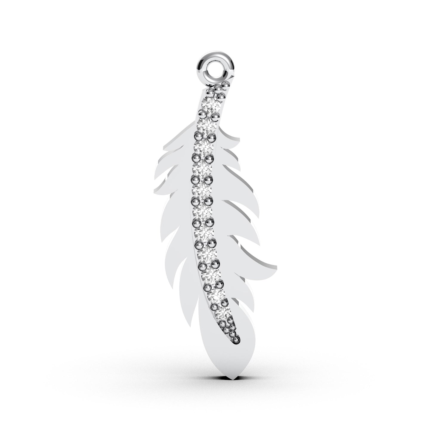 Sterling Silver Feather Pendant Necklace: CZ Charm Boho Jewelry