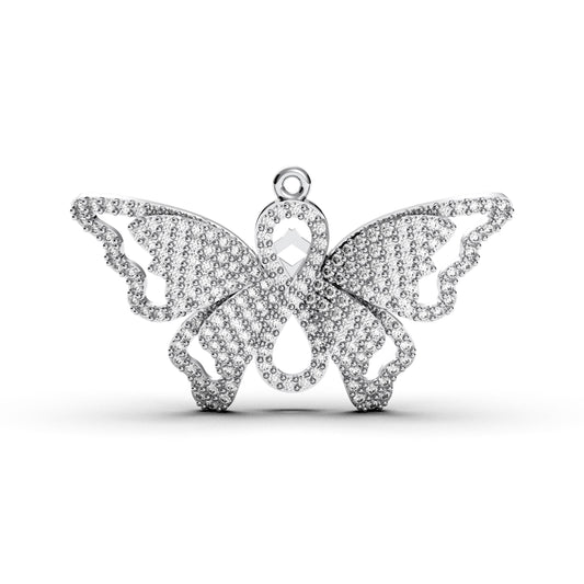 Butterfly Infinity Pendant Necklace – Sterling Silver Cubic Zirconia Butterfly Jewelry, Sparkling Insect Design, Gift for Her