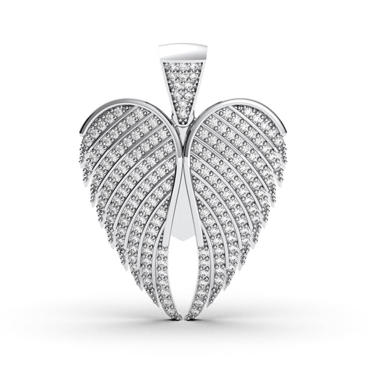 Angel Wing Heart Pendant Necklace – Sterling Silver Cubic Zirconia Angel Wings Jewelry, Sparkling Guardian Gift for Her