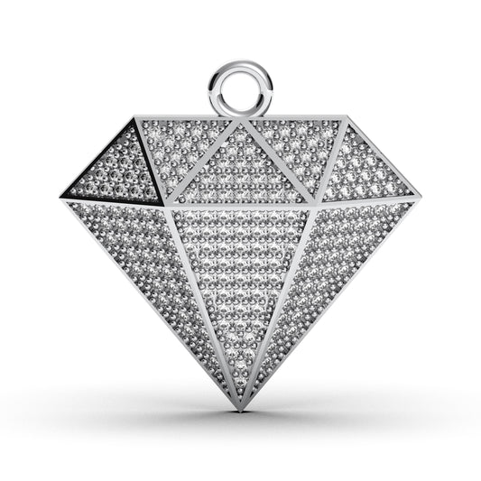 Sterling Silver Diamond Shape Pendant With Cubic Zirconia, Sparkling Geometric Charm For Necklaces Or Statement Jewelry Gifts