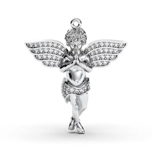Dua Eden Melek Kolye – 14 Ayar Altın Zirkon, Koruyucu Melek Kanat Charm 14K